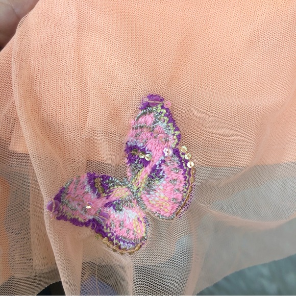 Girls Justice Frilly Dress, Soft Denim Top, Tulle Overlay W/Sequined Patches XL - Picture 8 of 10